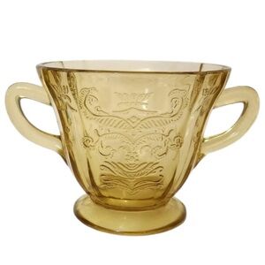 Federal Glass Madrid Amber Footed Sugar Bowl 3" Depression Glass Vintage